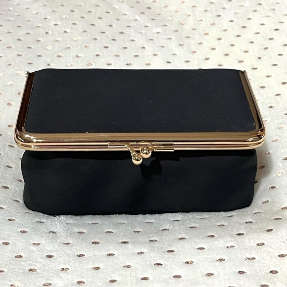 Vintage Elizabeth Arden Co. Black and Red Fold Clutch with Mirror - Picture 2 of 9